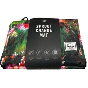 Herschel Supply Company Sprout Change Mat Black Watercolor Floral Design
